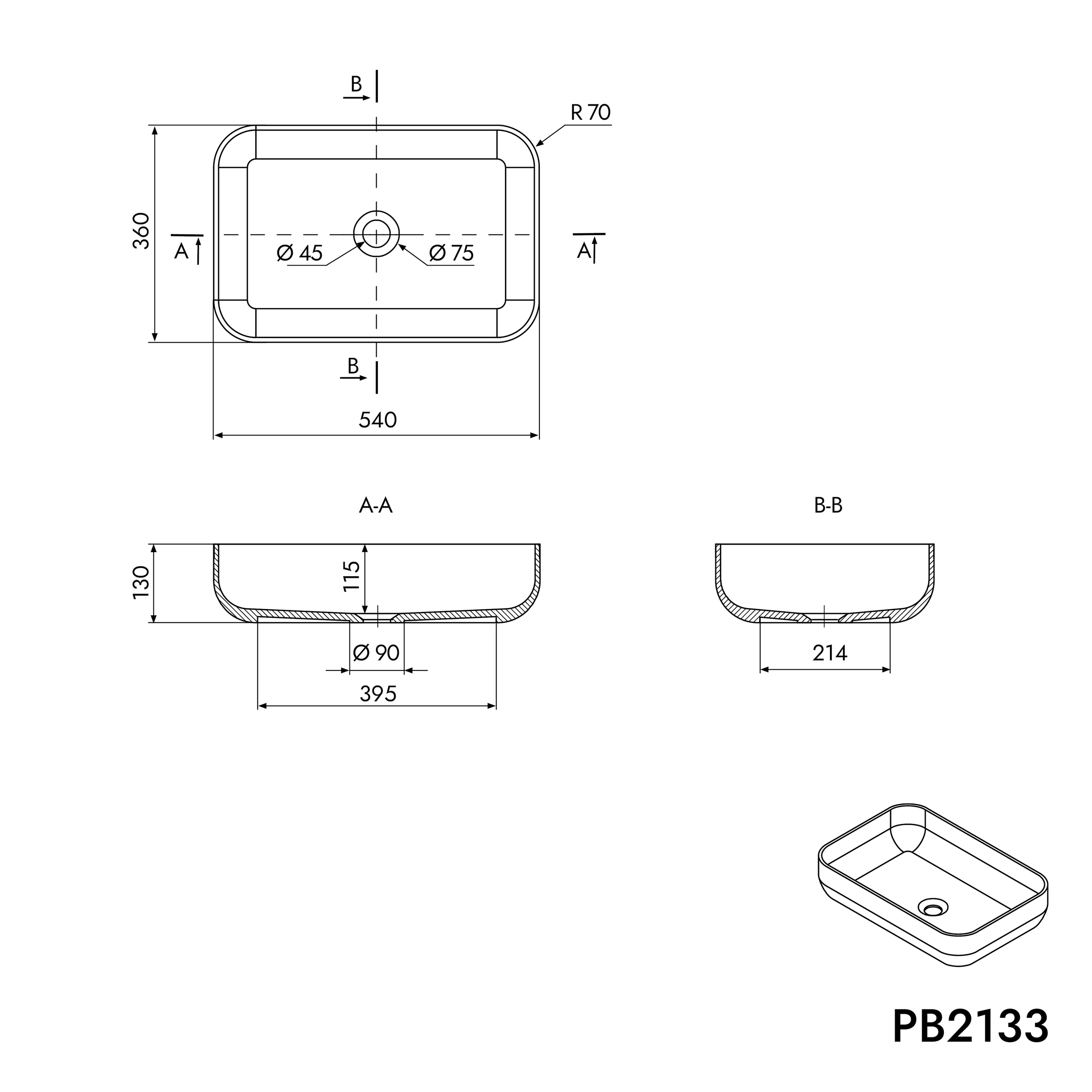 Aufsatzwaschbecken PB2133