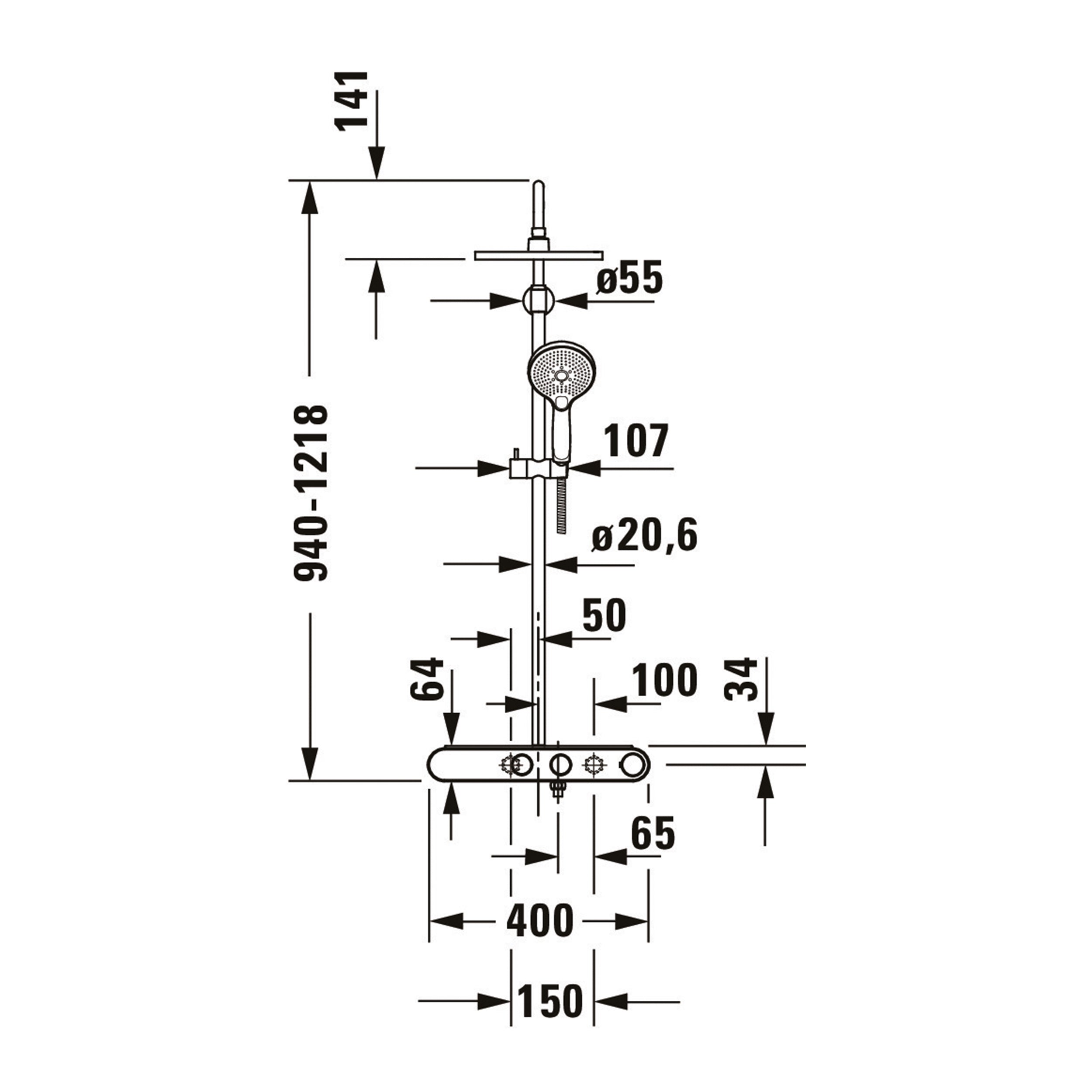 Duravit Duschsystem mit Thermostat & Glasablage