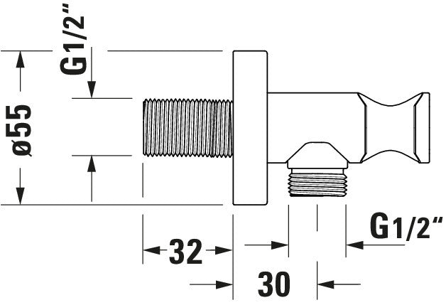 Duravit Universal Wandanschlussbogen mit Brausehalter
