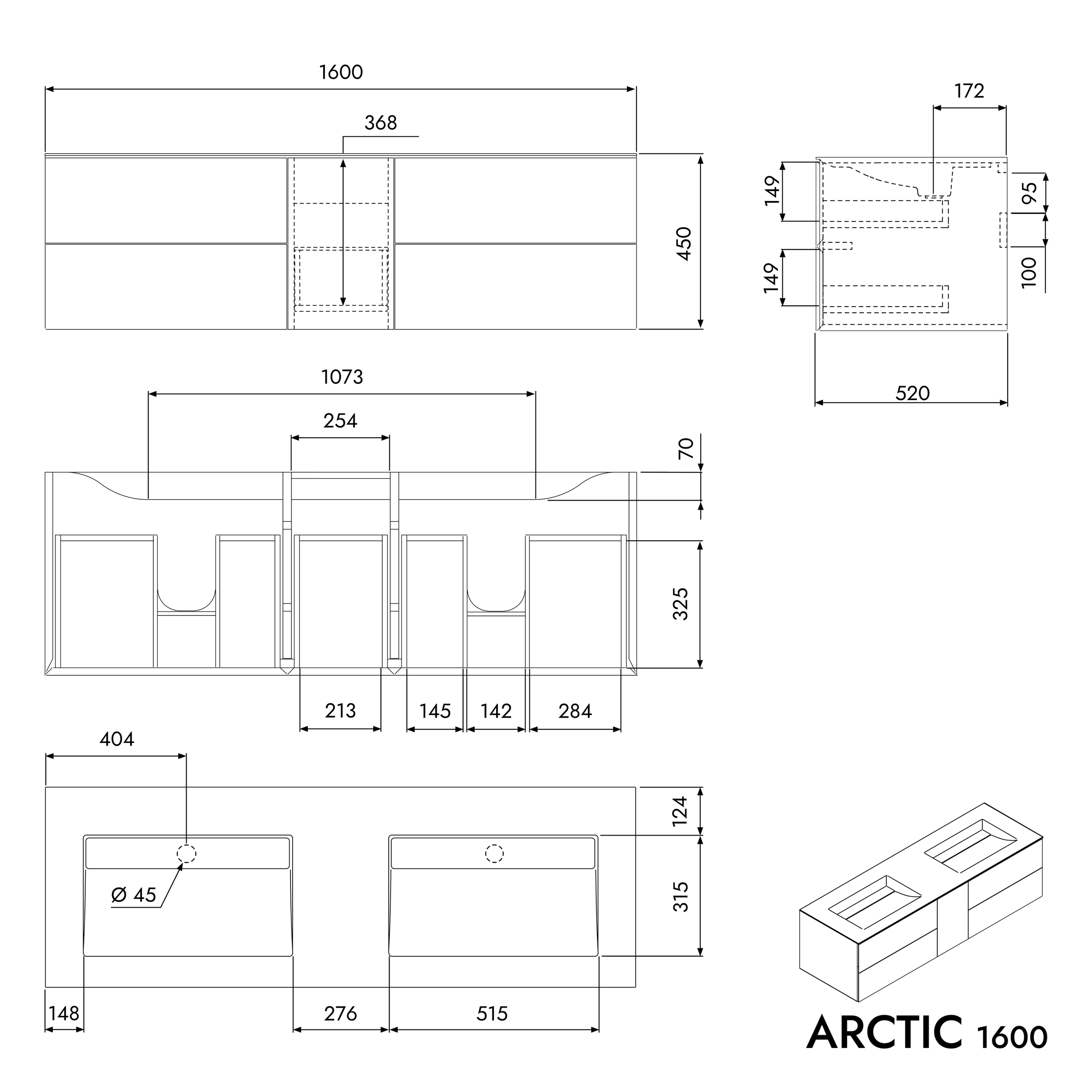 Waschtischunterschrank ARCTIC 1600