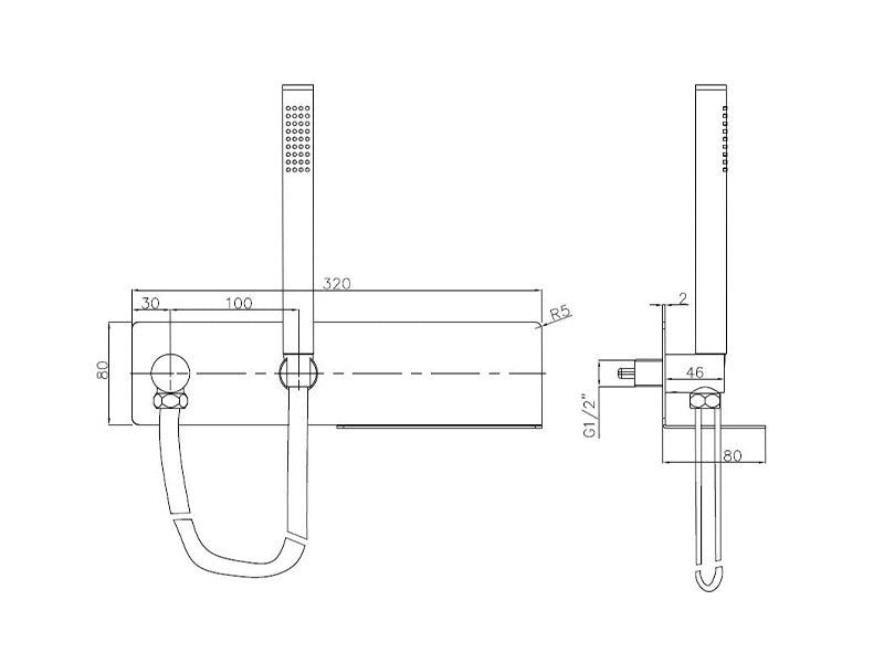 Wandanschlussbogen CZT050-1 mit Brausehalterung