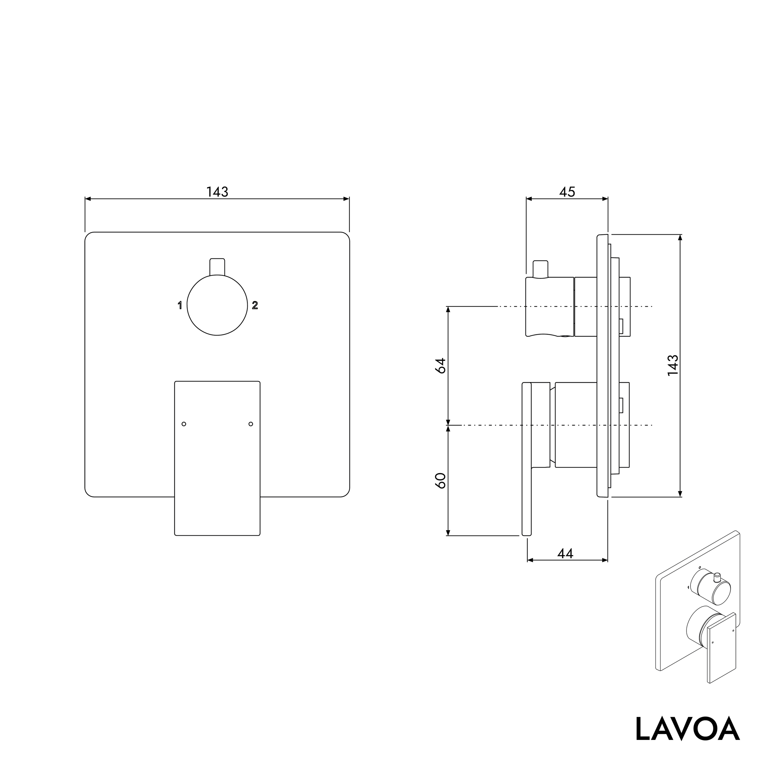 Wannenarmatur LAVOA Unterputz