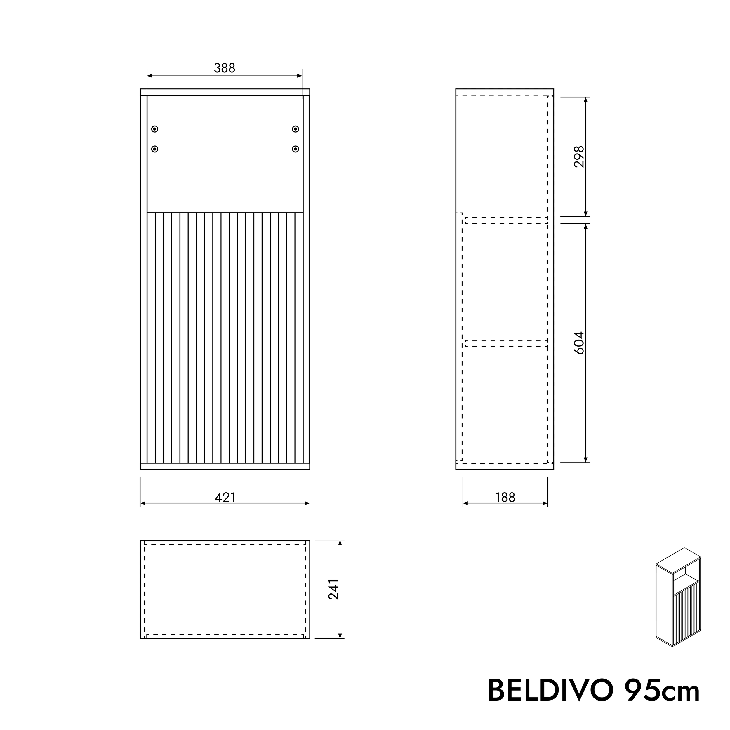 Badezimmer Seitenschrank BELDIVO 42 x 95 cm