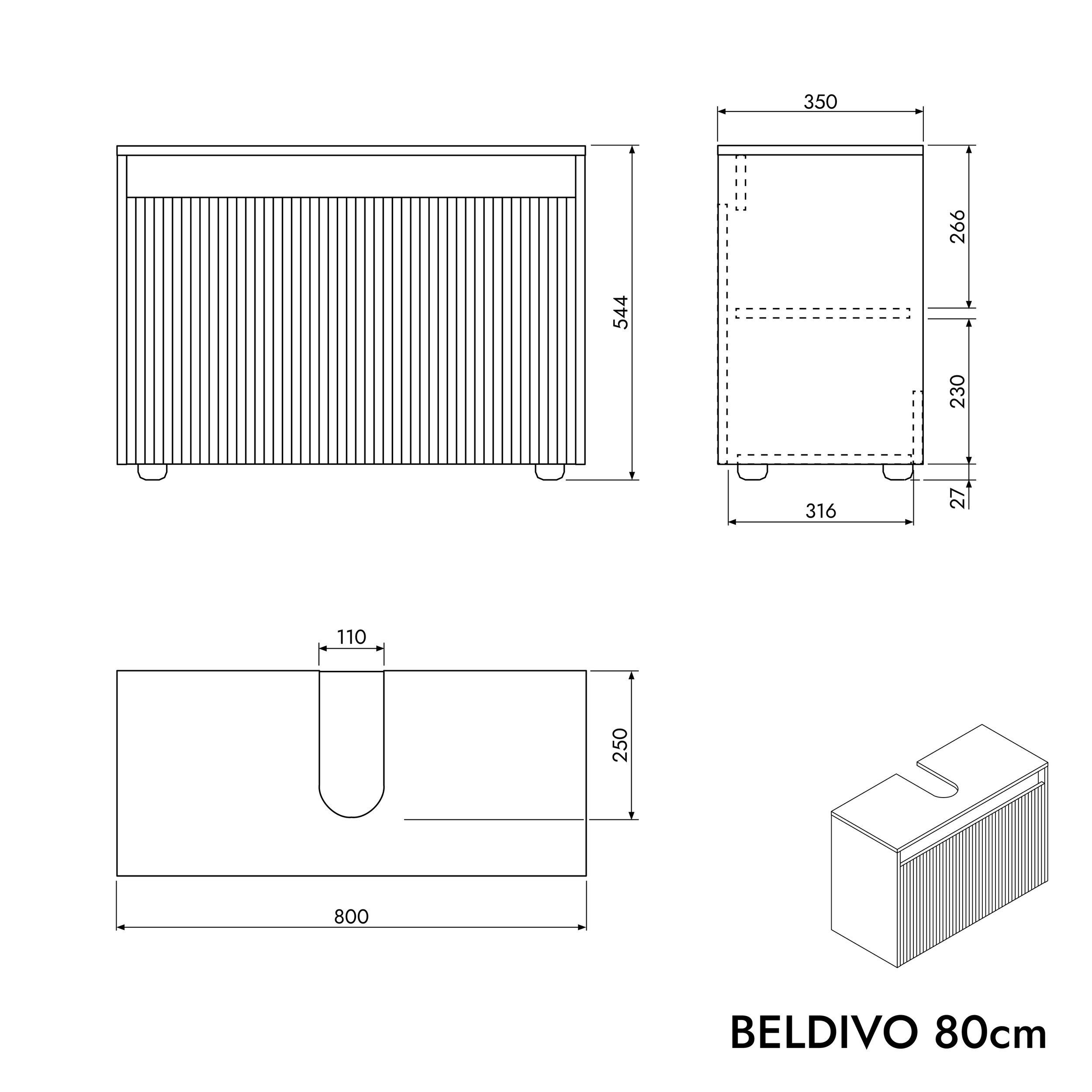 Waschtischunterschrank bodenstehend BELDIVO 80 cm