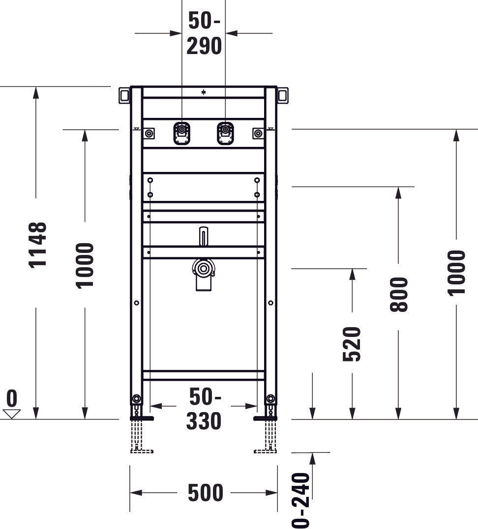 DuraSystem Installationselement für Waschtisch, für Wandarmatur 500x170x1148 mm