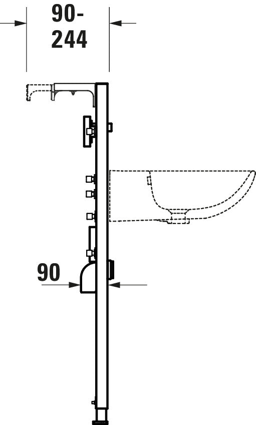 DuraSystem Installationselement für Waschtisch, für Wandarmatur 500x170x1148 mm