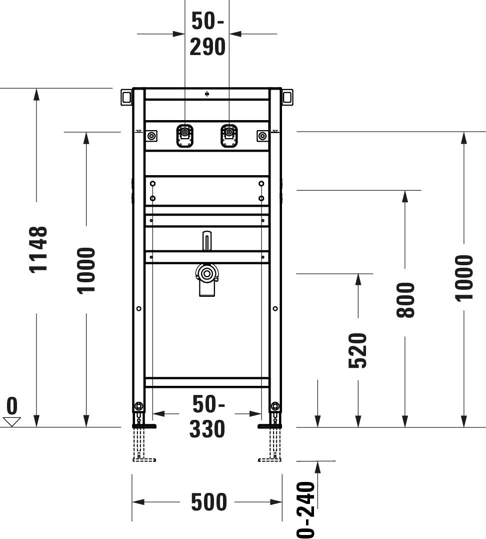 DuraSystem Installationselement für Waschtisch, für Wandarmatur 500x170x1148 mm
