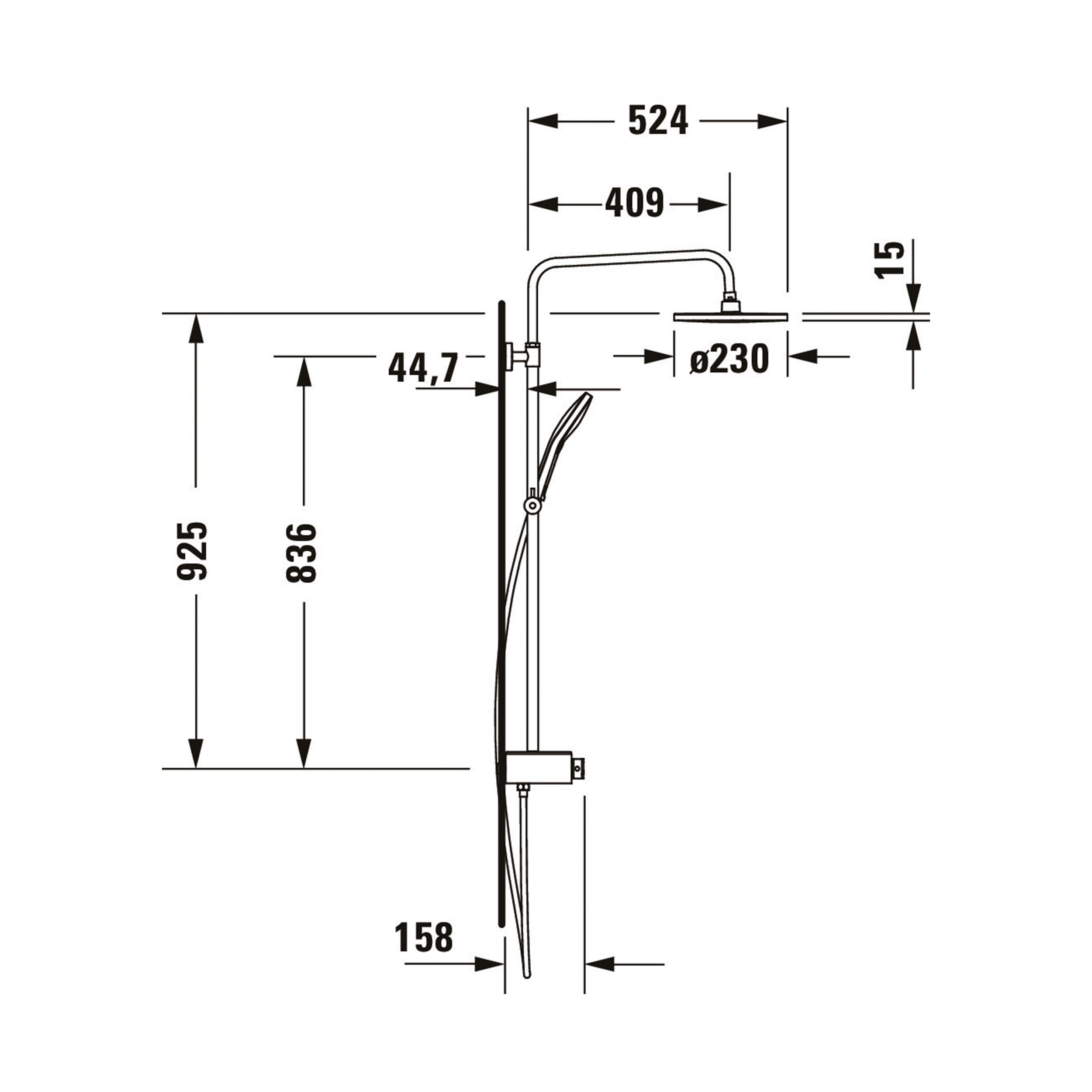 Duravit Shower System mit Thermostat & Glasablage