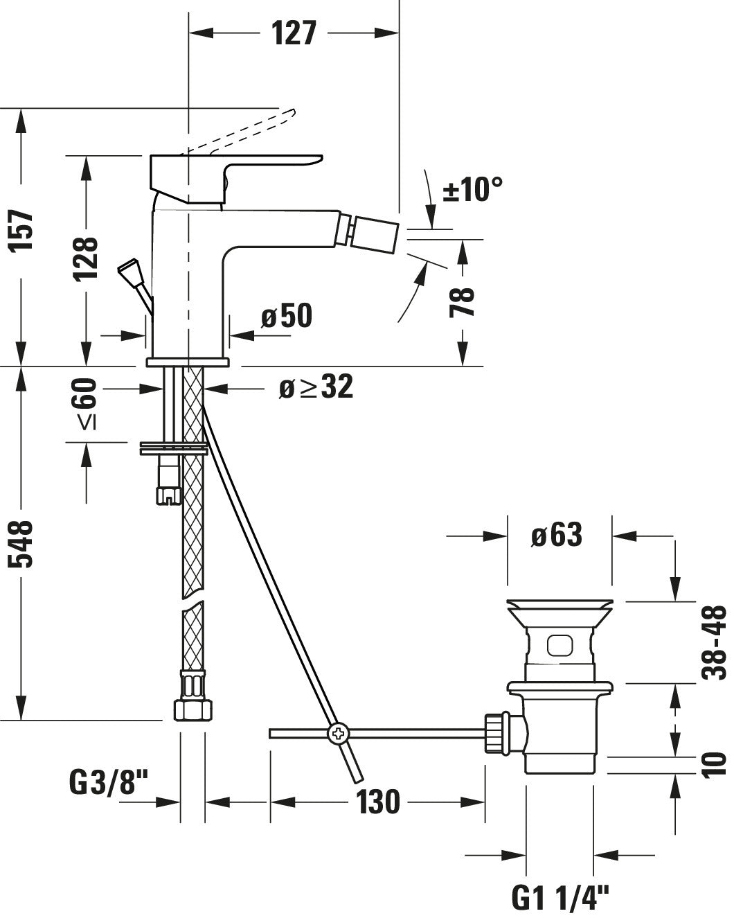 Duravit A.1 Bidetmischer