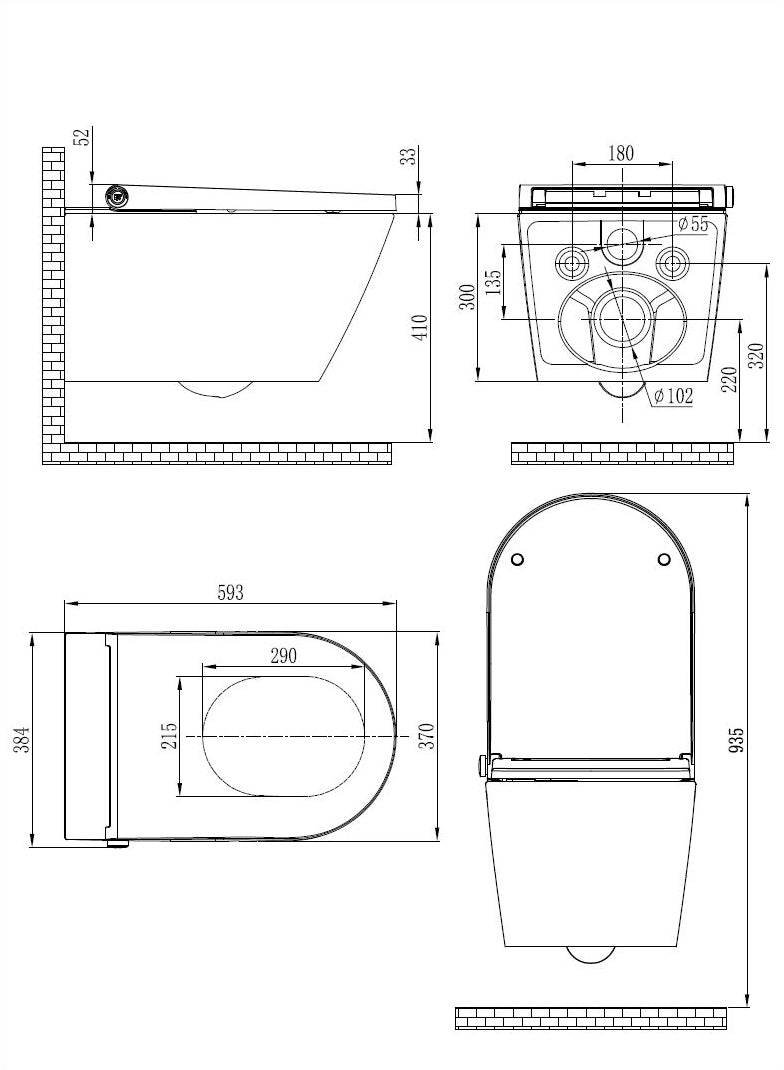DUSCH-WC PREMIUM 1102 Schwarz matt