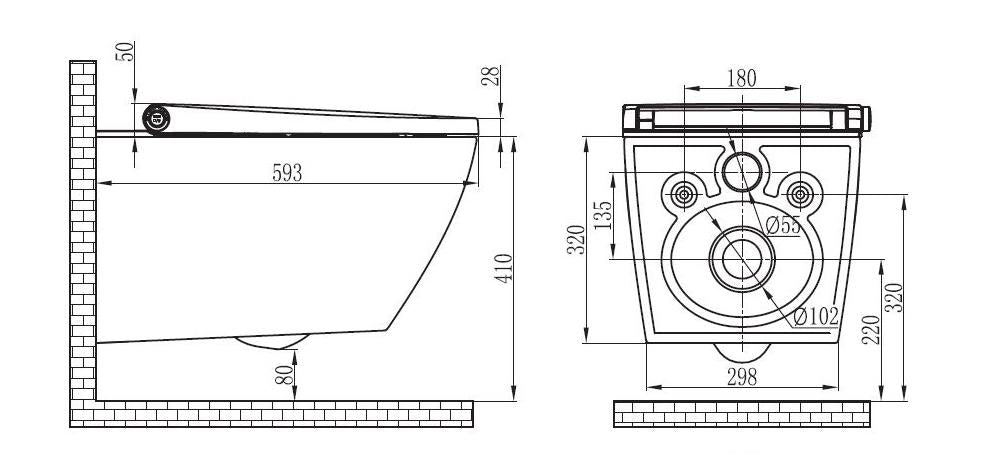 Dusch-WC Komplettset PRO+1104 mit Geberit Duofix Vorwandelement