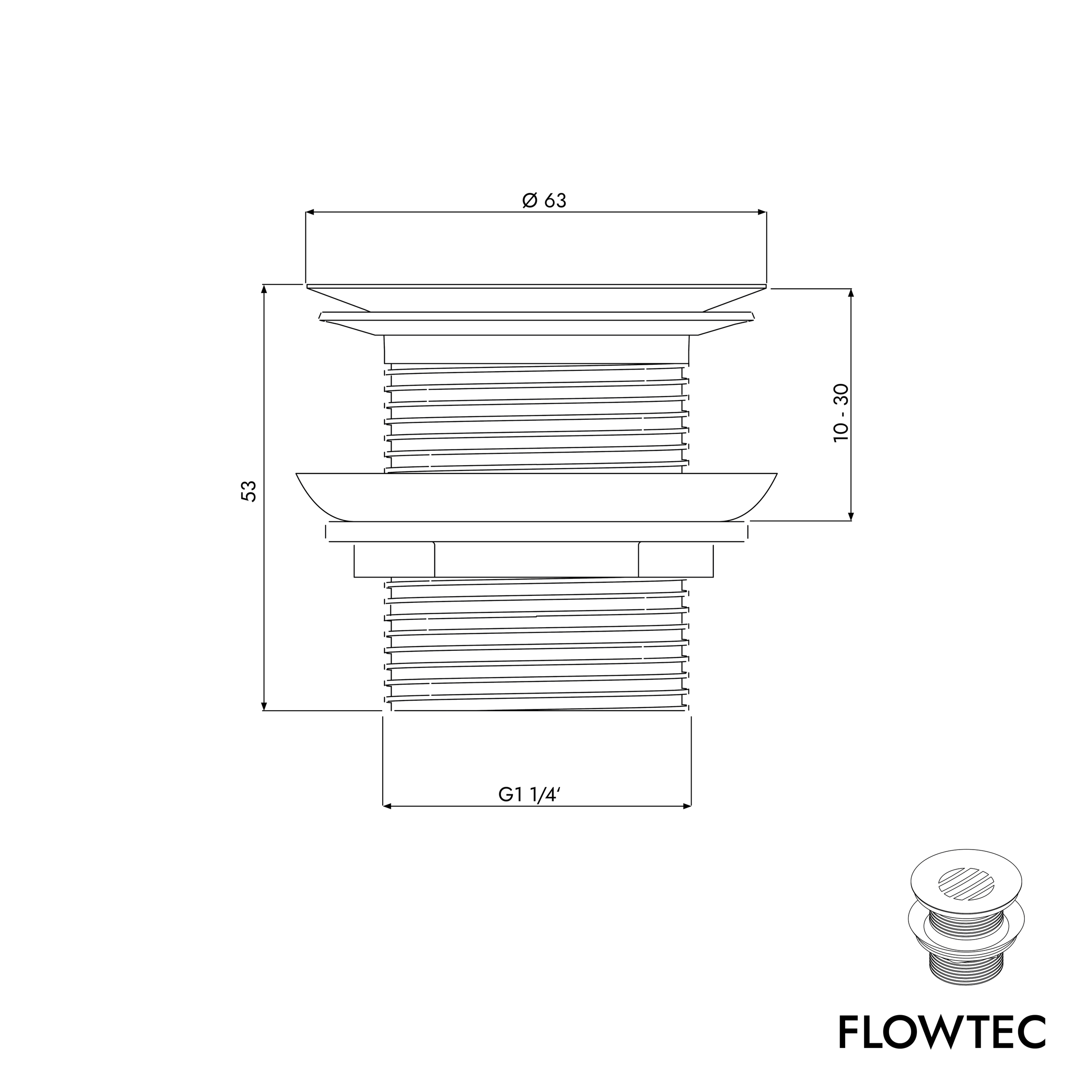 Ablaufventil FLOWTEC mit Sieb