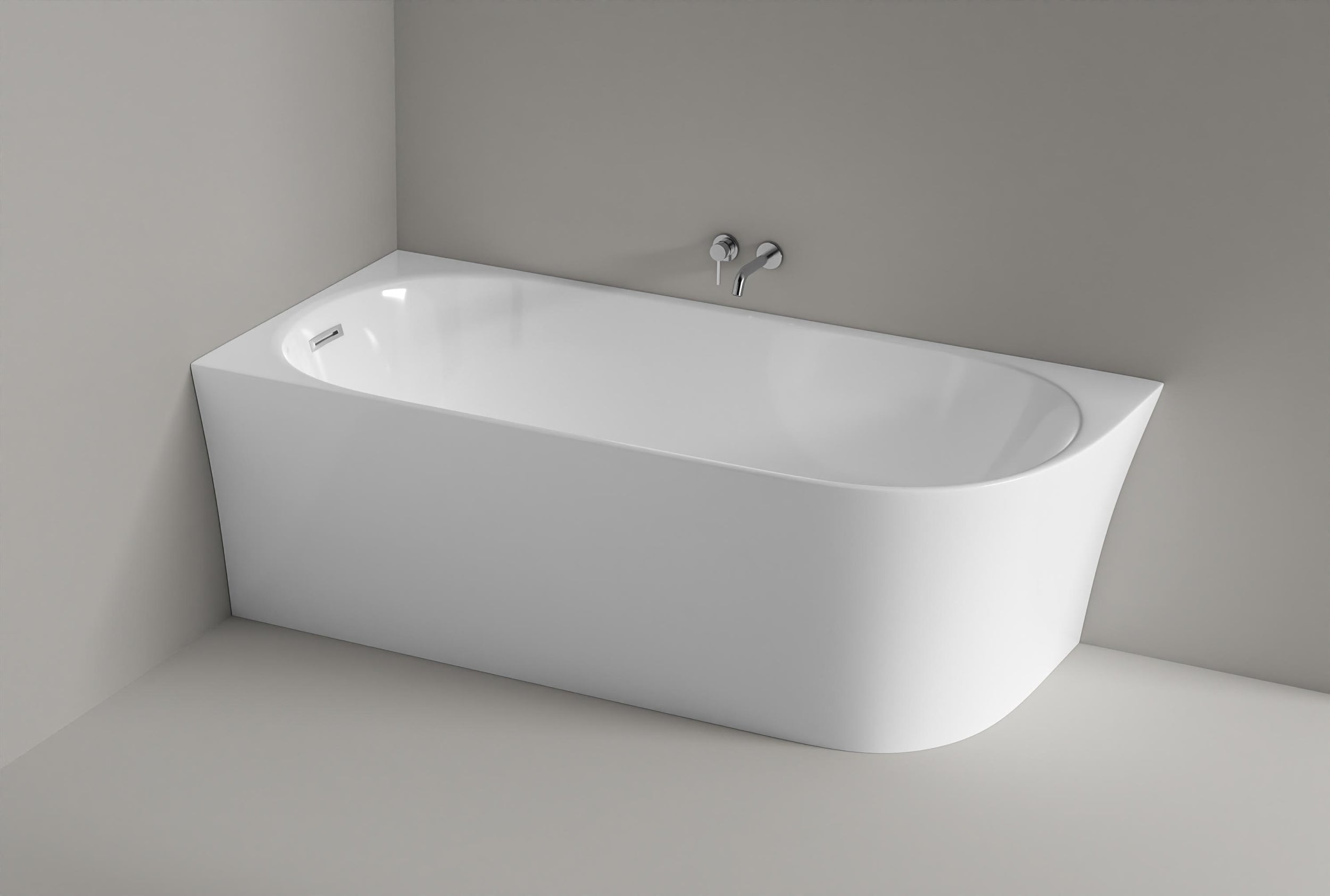 Halb freistehende Raumsparbadewanne NORA CORNER