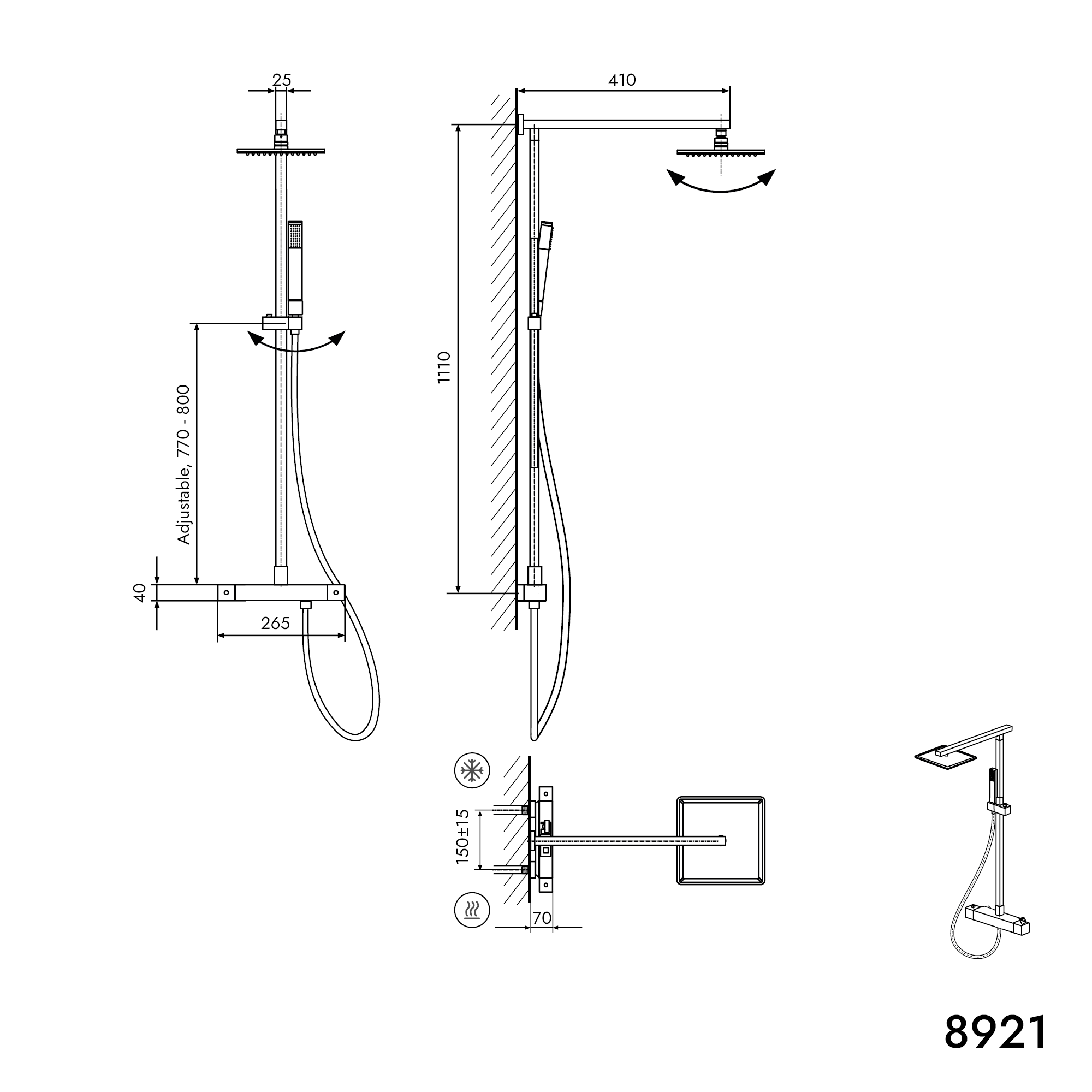Duschsäule 8921B Basic mit SEDAL-Thermostat
