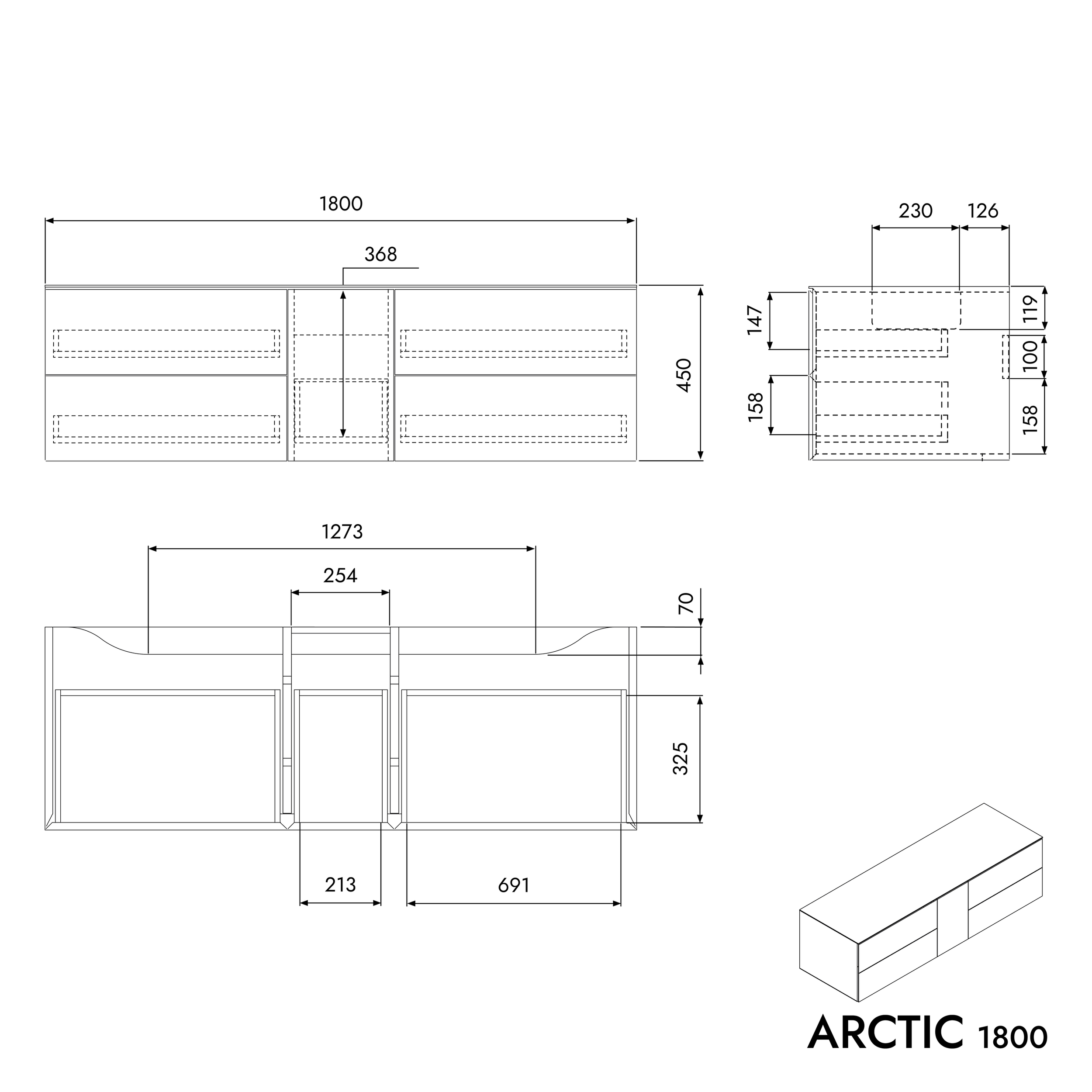 Waschtischunterschrank ARCTIC 1800