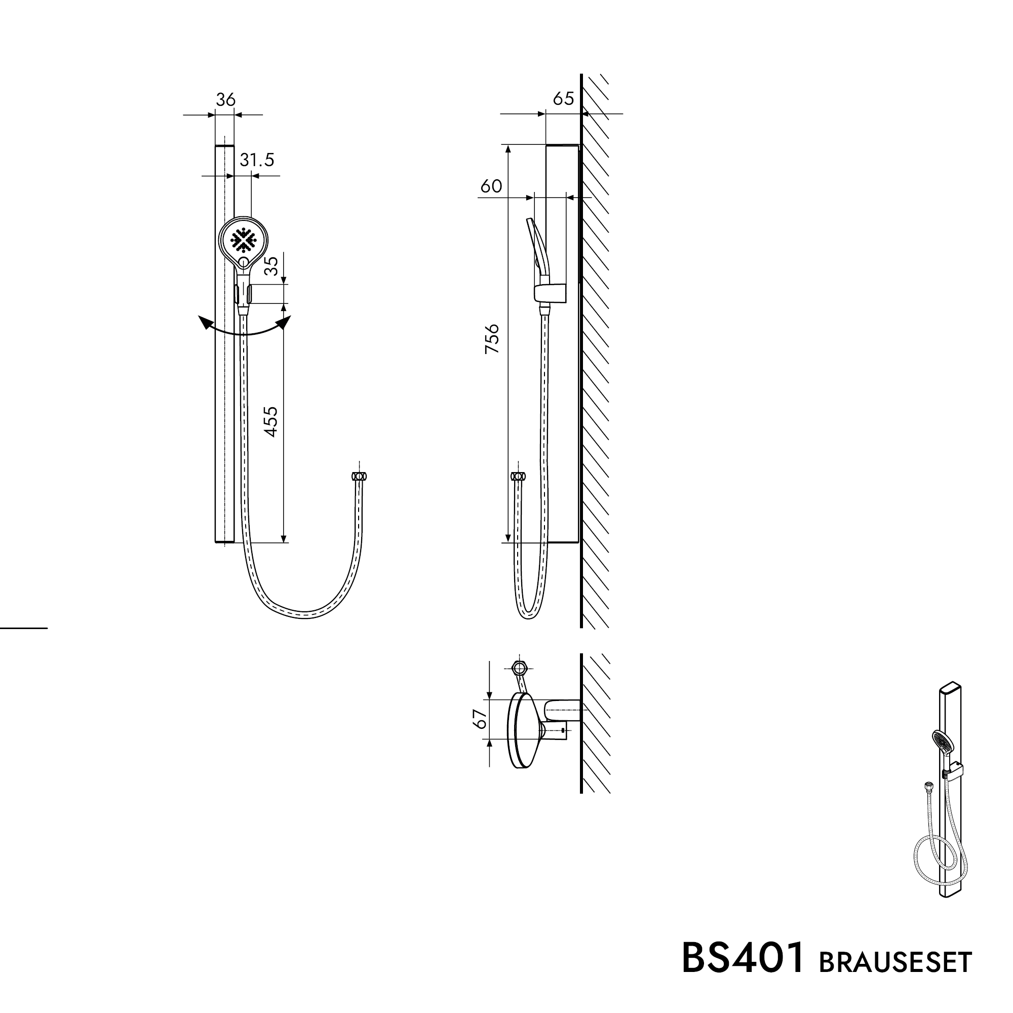 Brauseset Duschstange BS401
