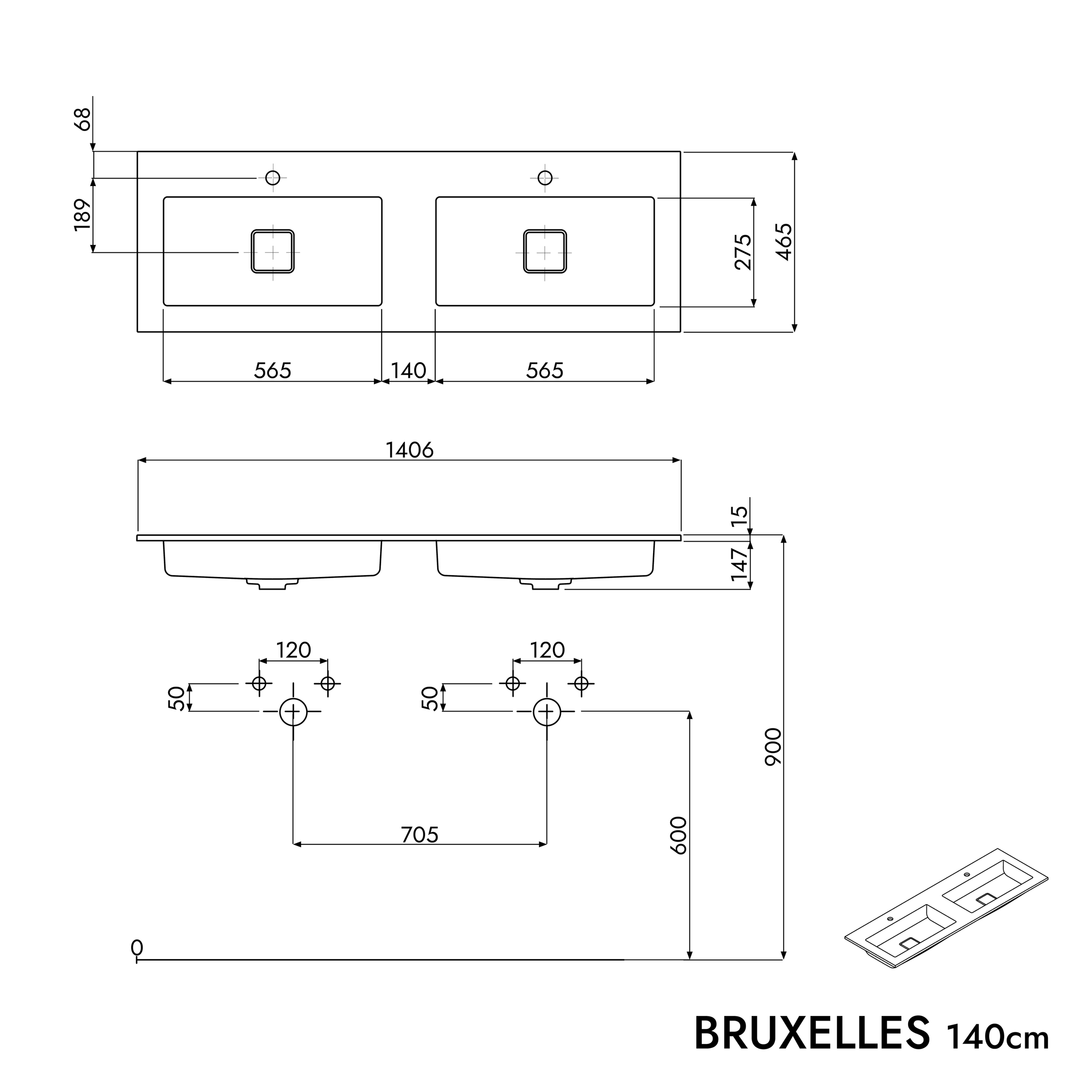 Unterschrank LAVOA 140 cm