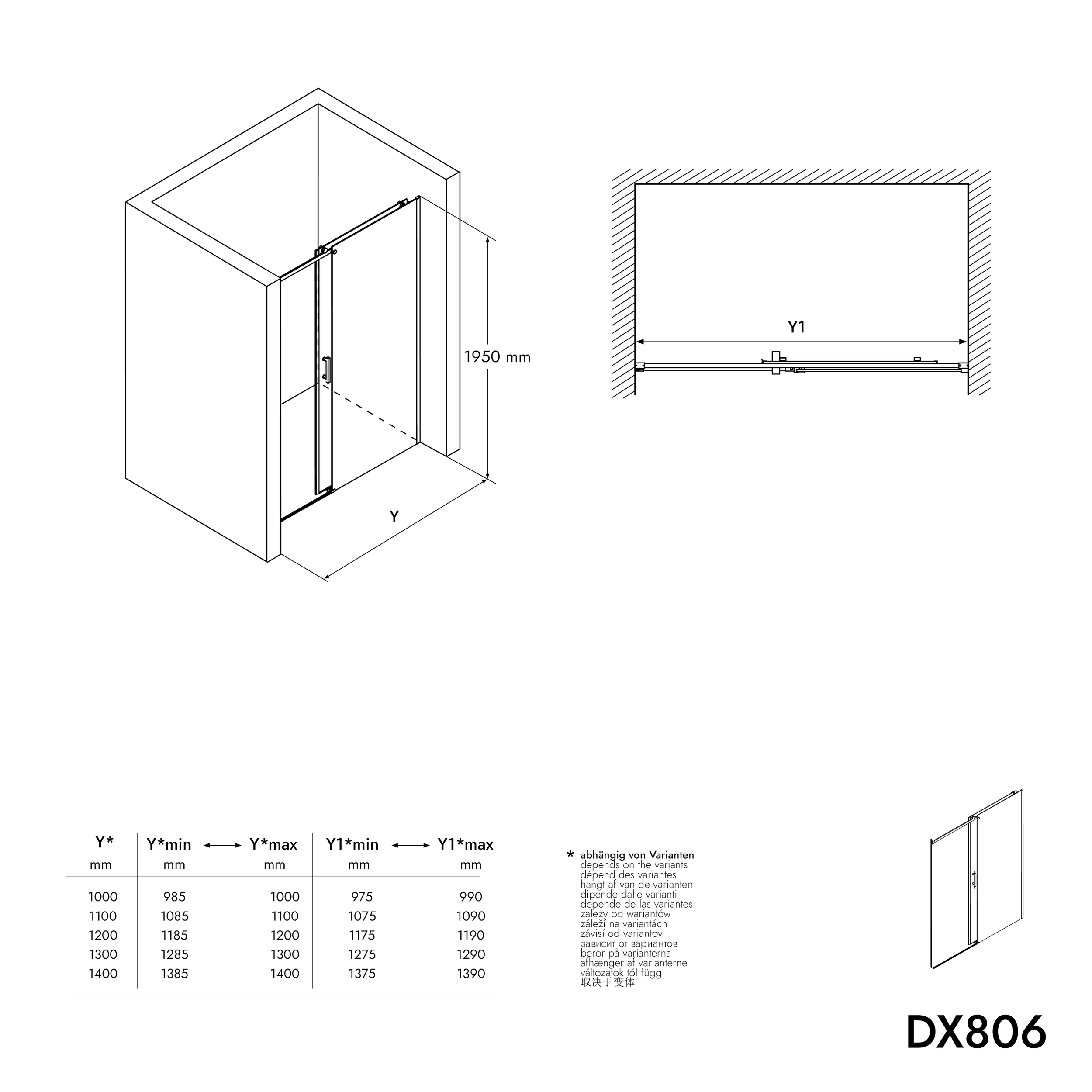 Nischendusche mit Schiebetür DX806A FLEX
