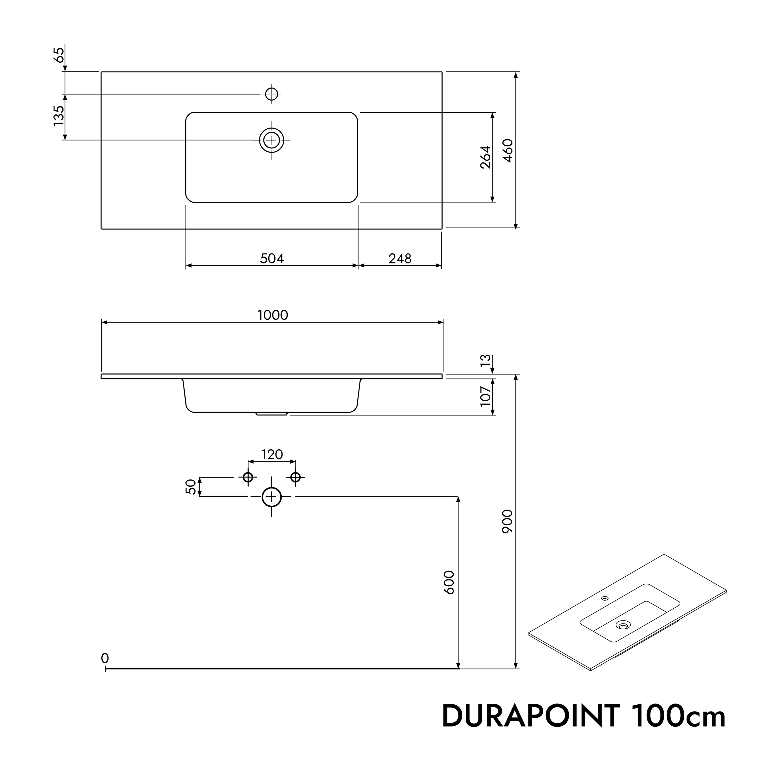 Duravit Waschbecken mit Waschtischunterschrank TIM 100 cm