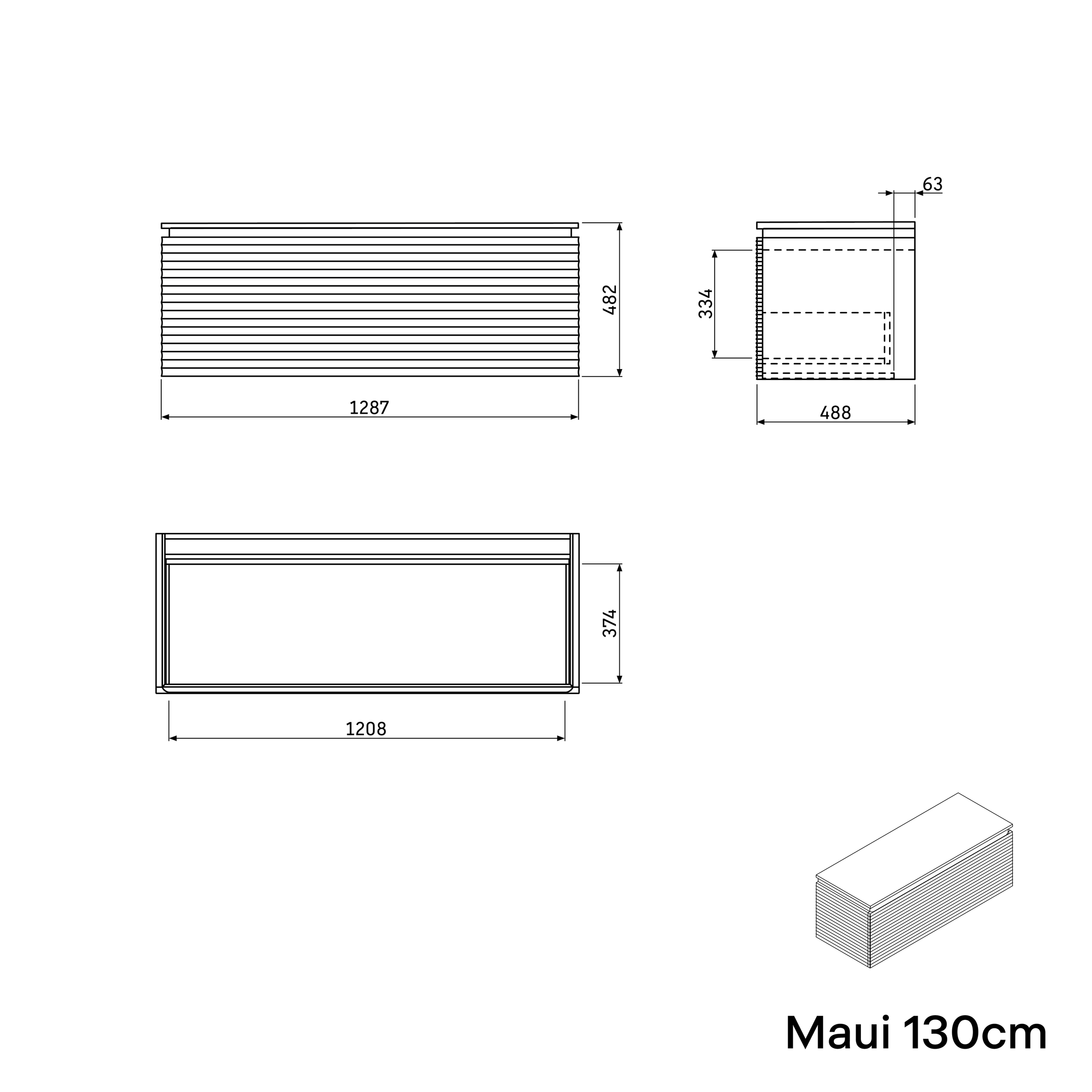 Waschbeckenunterschrank MAUI 130 cm