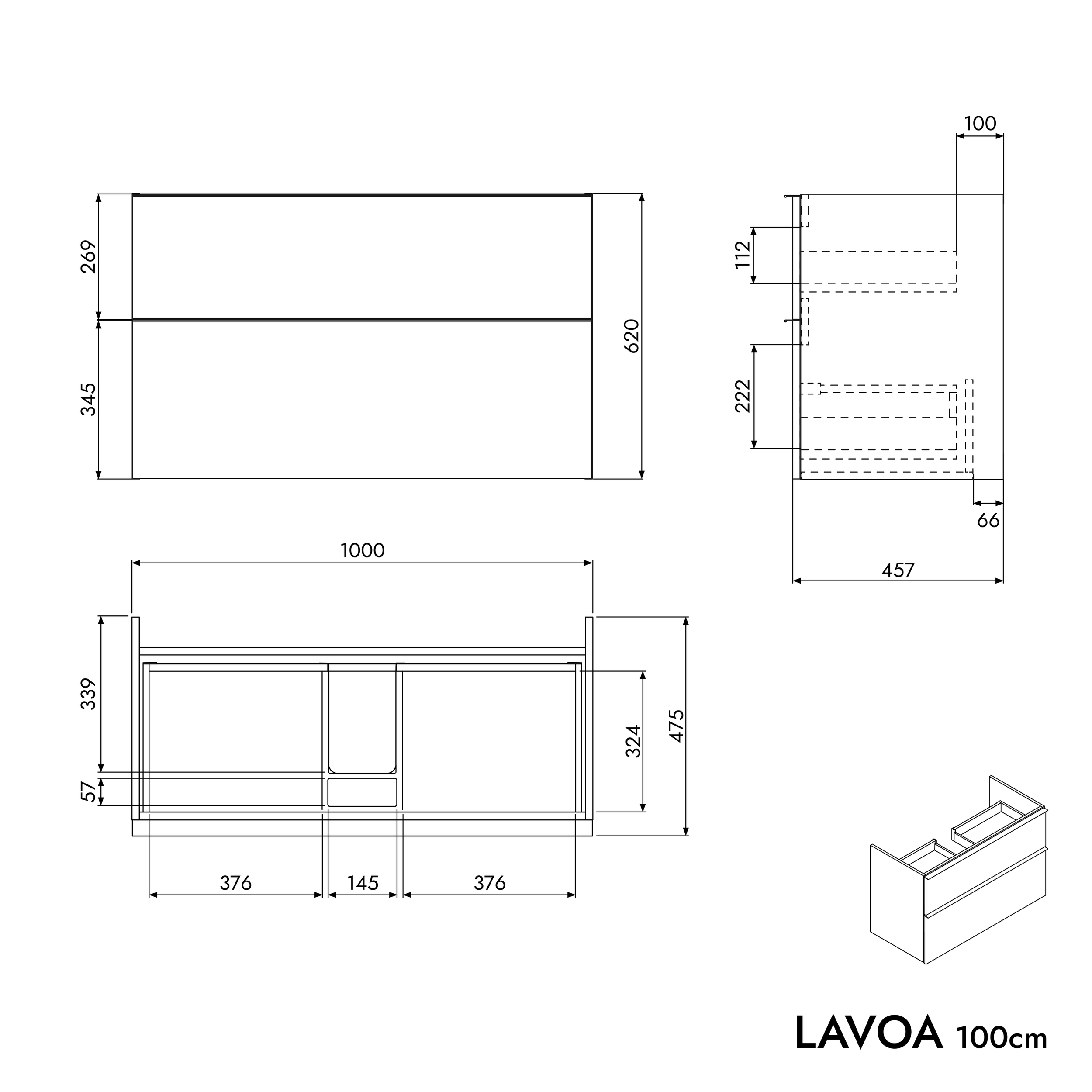 Badmöbel Unterschrank LAVOA 100 cm