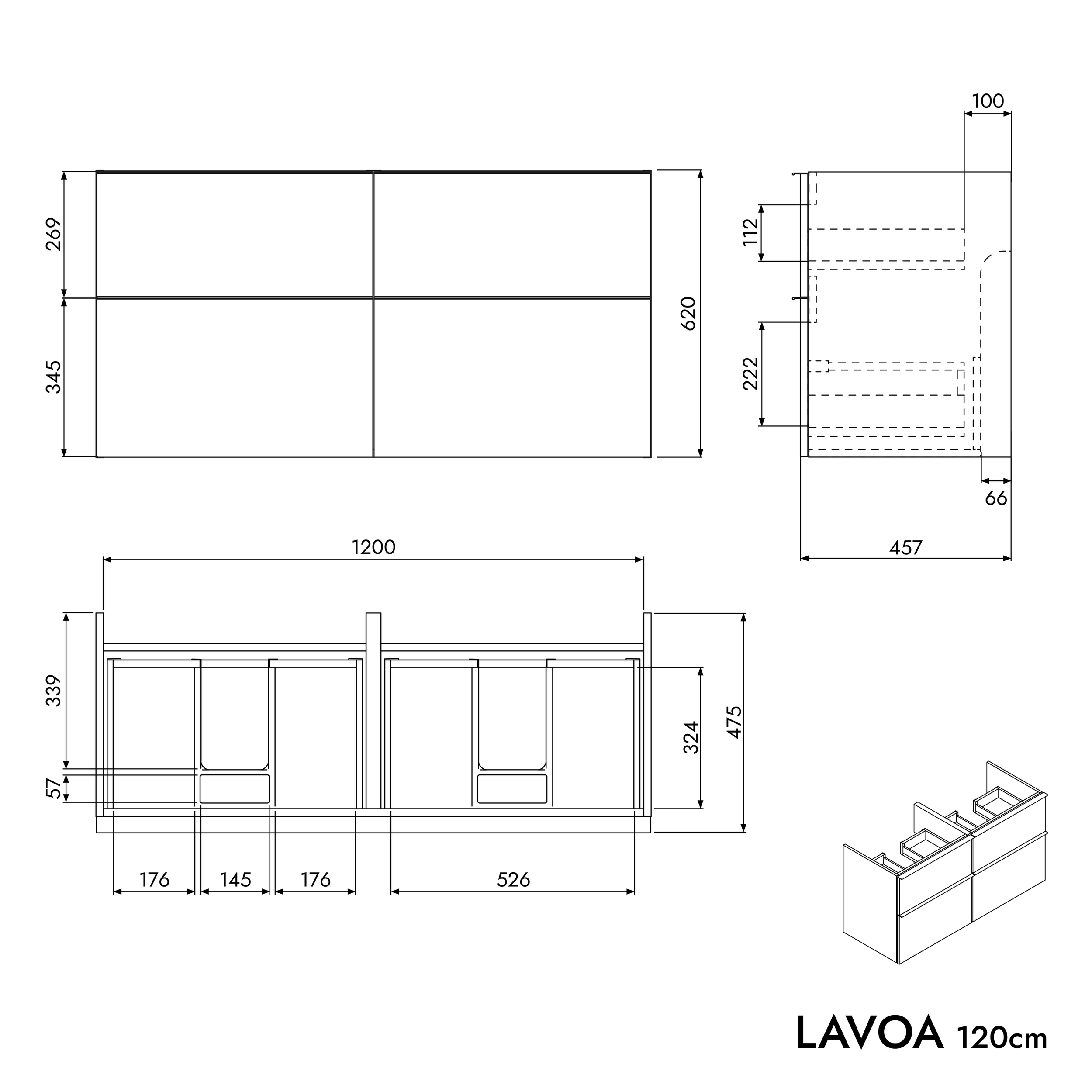 Badmöbel Unterschrank LAVOA 120 cm