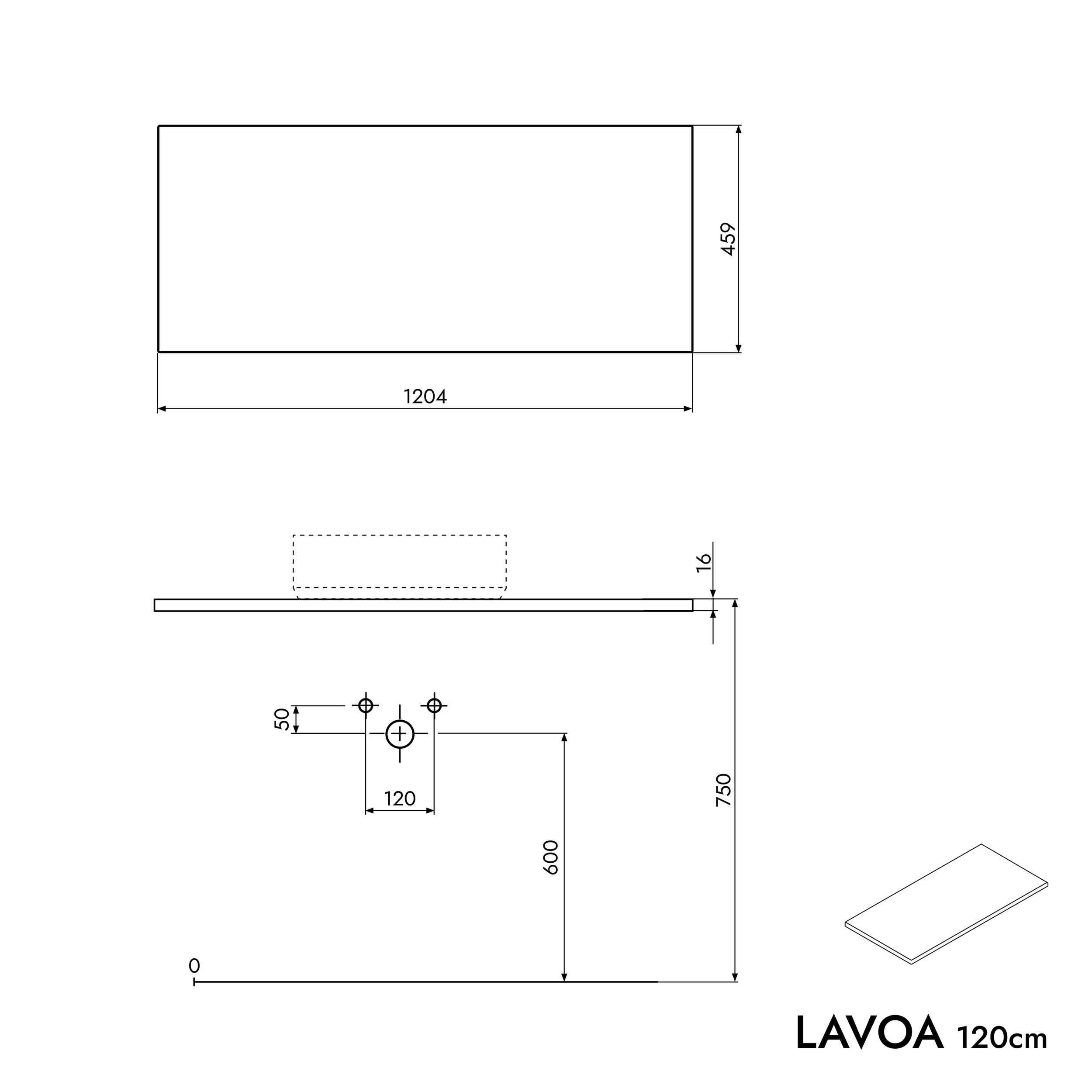 Badmöbel Unterschrank LAVOA 120 cm