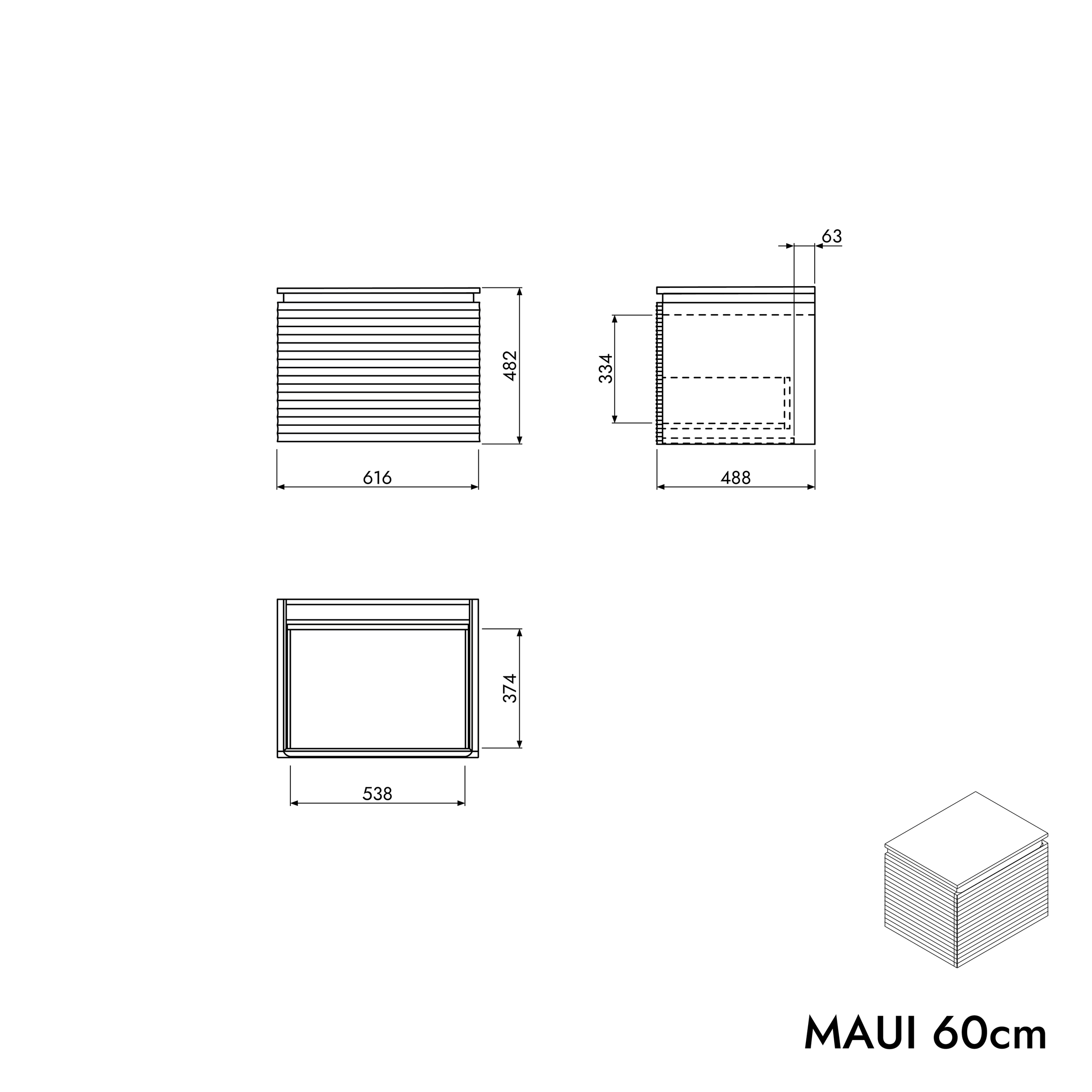 Waschbeckenunterschrank MAUI 60 cm