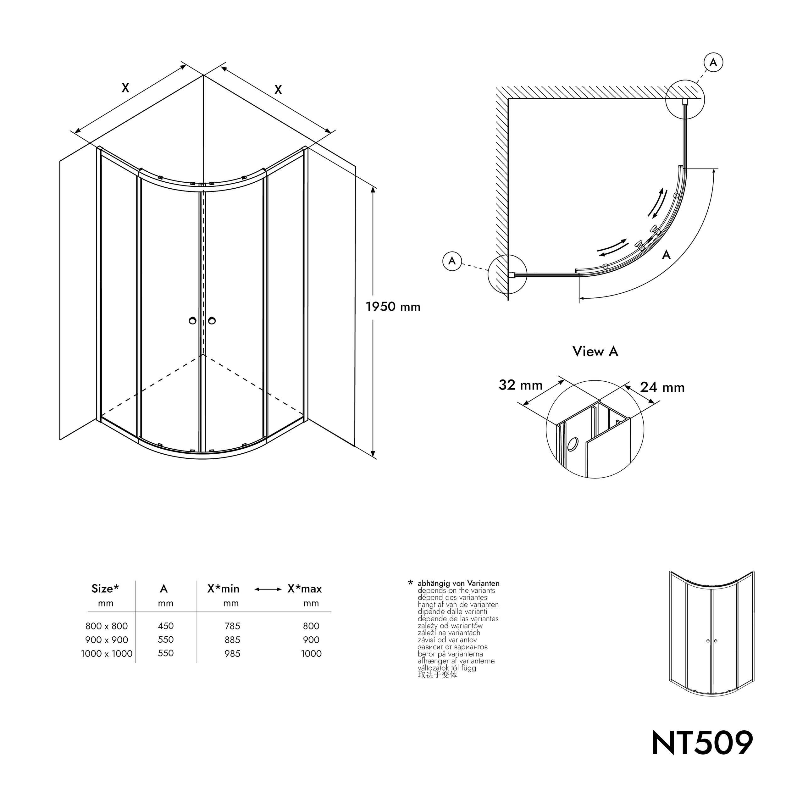 Runddusche NT509 mit Schiebetüren