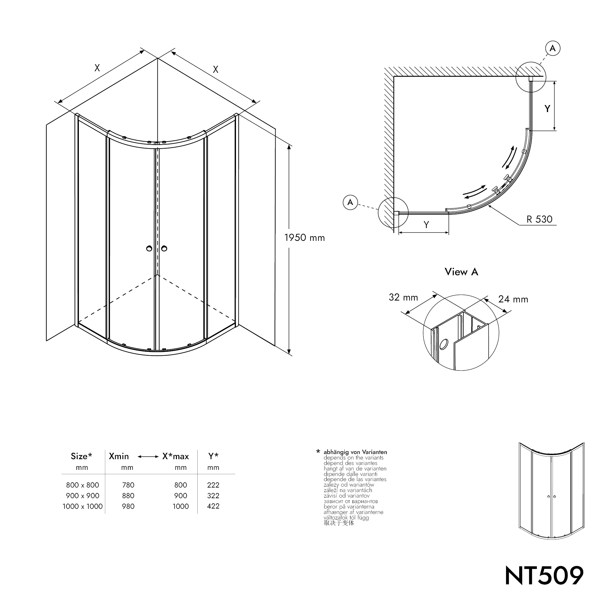 Runddusche NT509 mit Schiebetüren