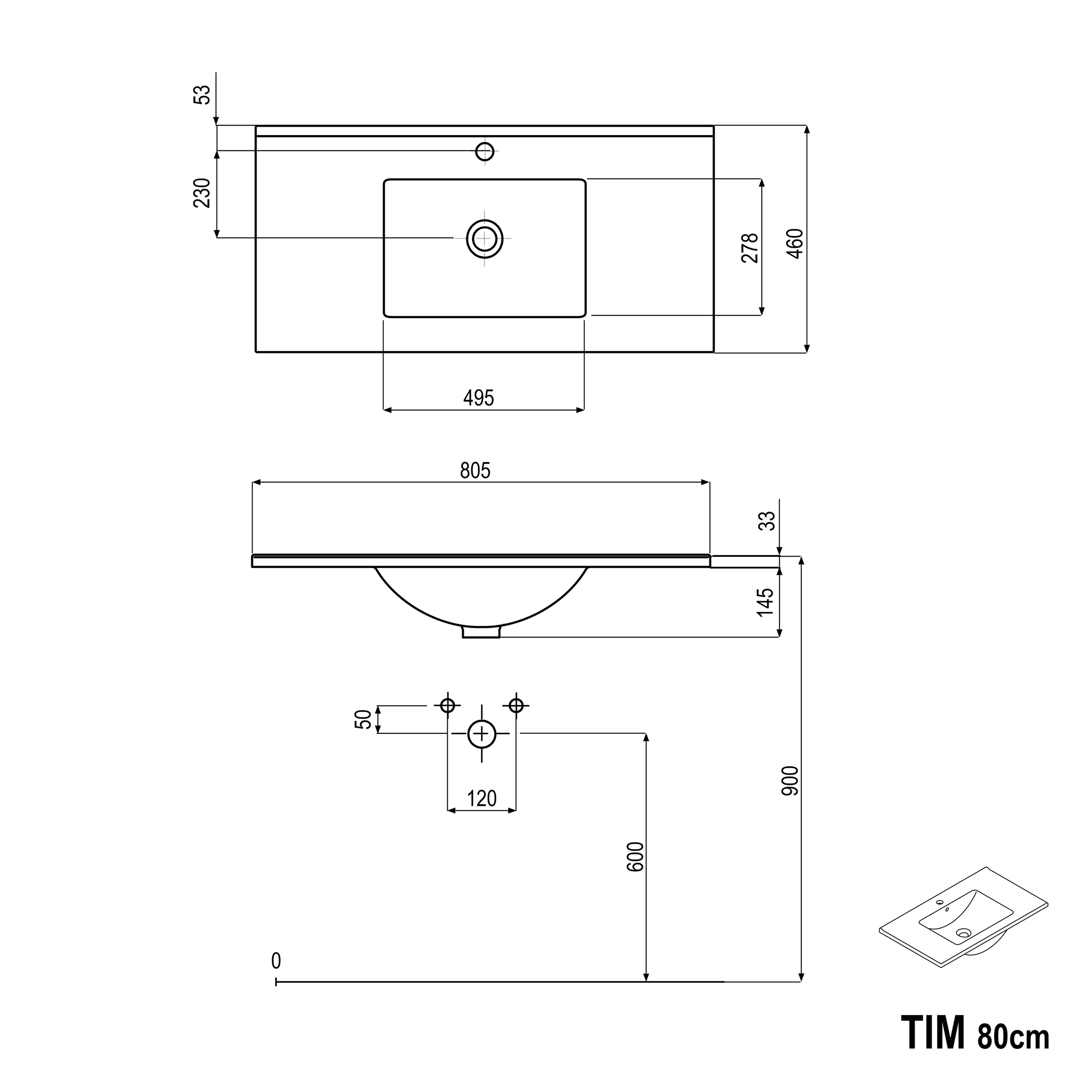 Badmöbel Set TIM 80 cm mit Keramikbecken