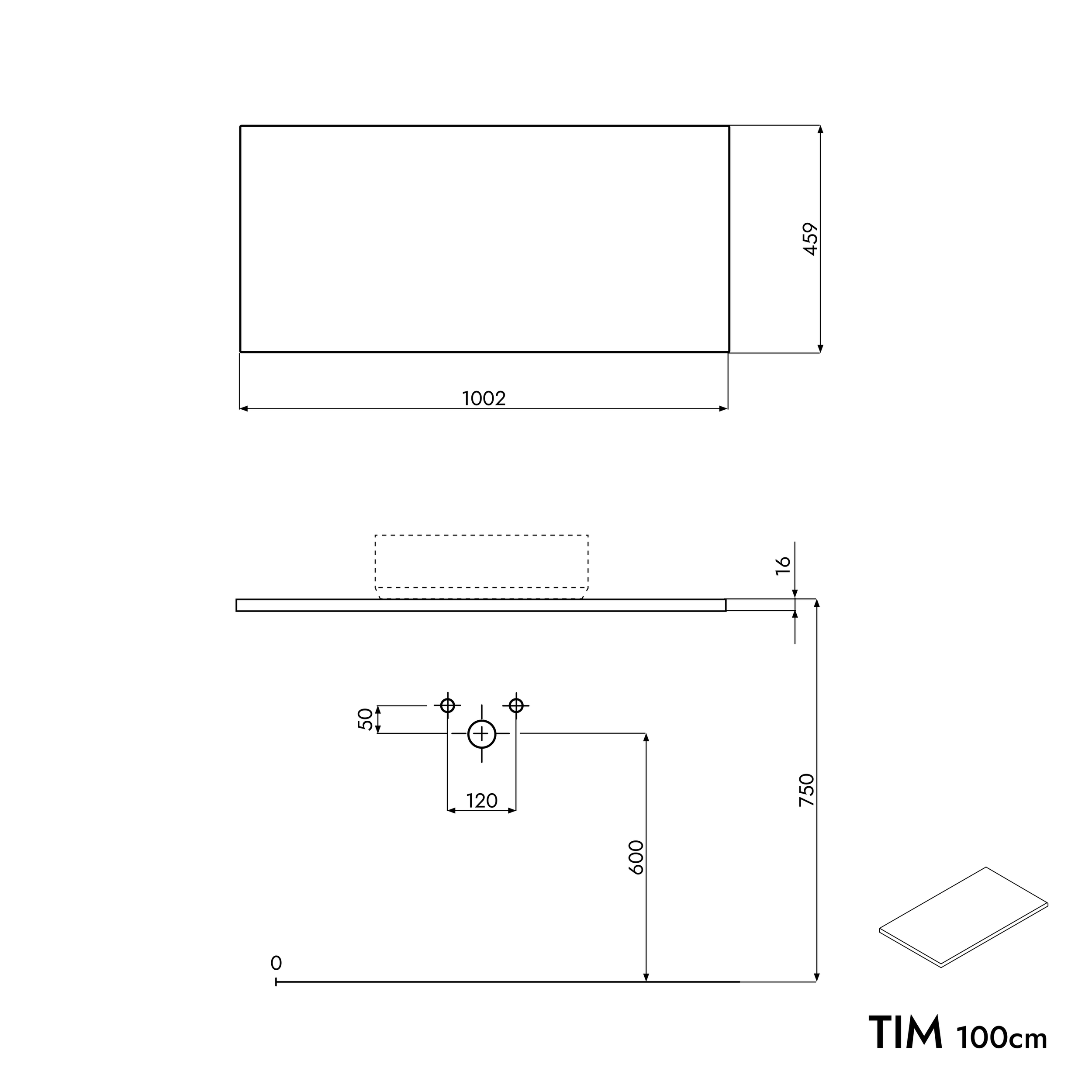 Waschtischunterschrank TIM 100 cm