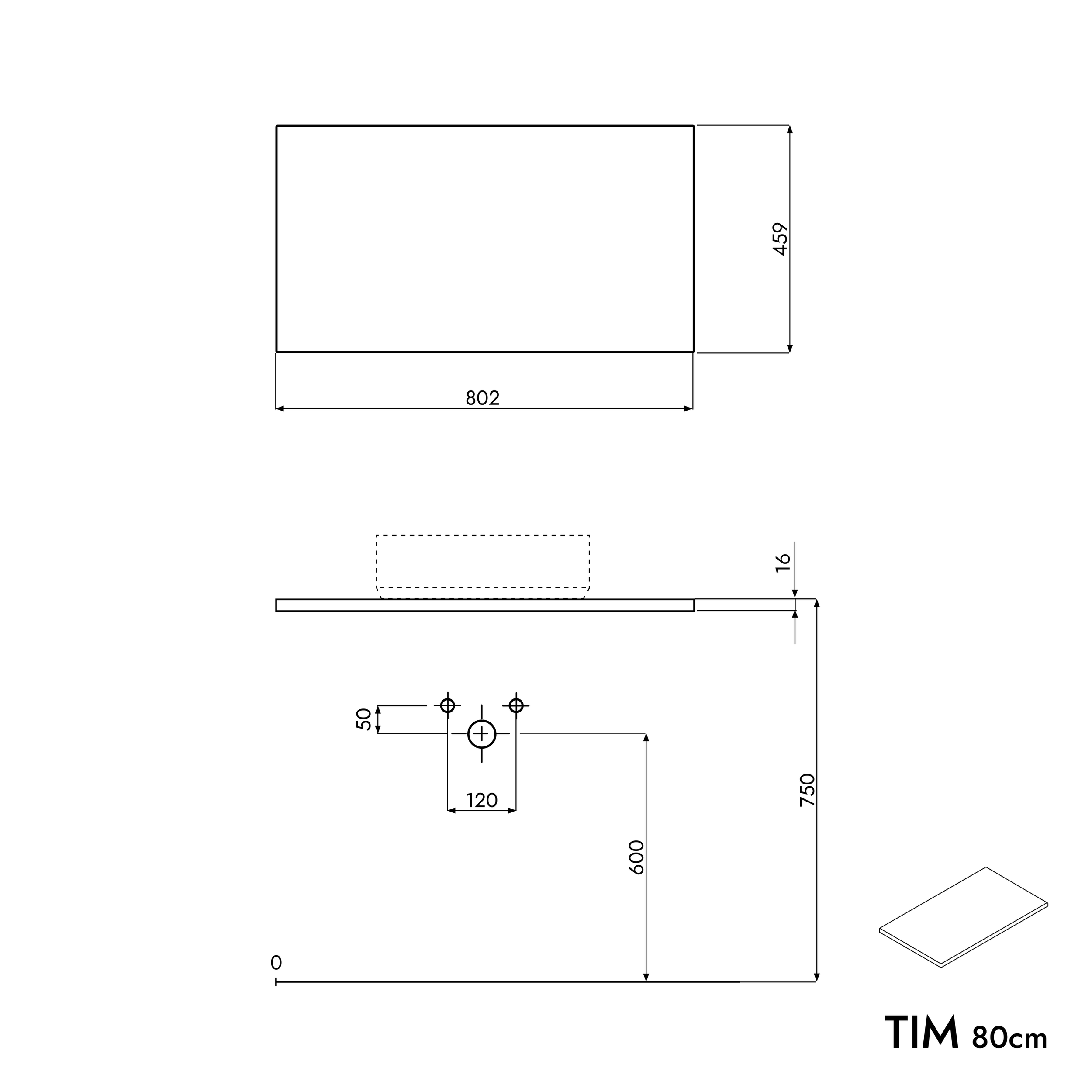 Waschtischunterschrank TIM 80 cm