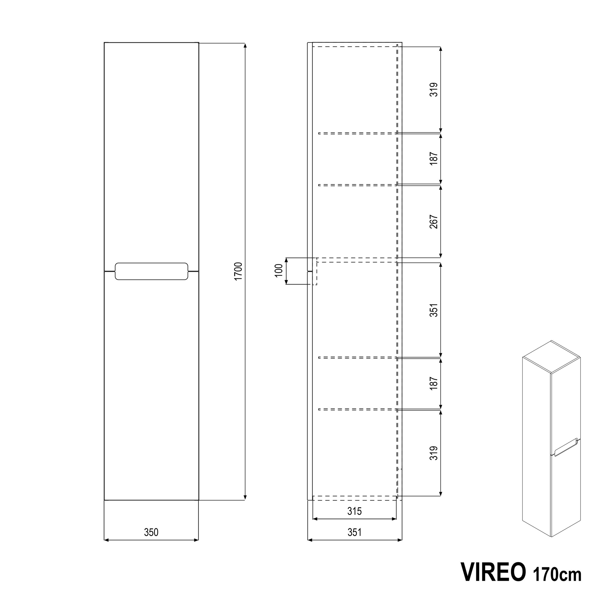 Badmöbel Set VIREO 60 cm mit Waschbecken