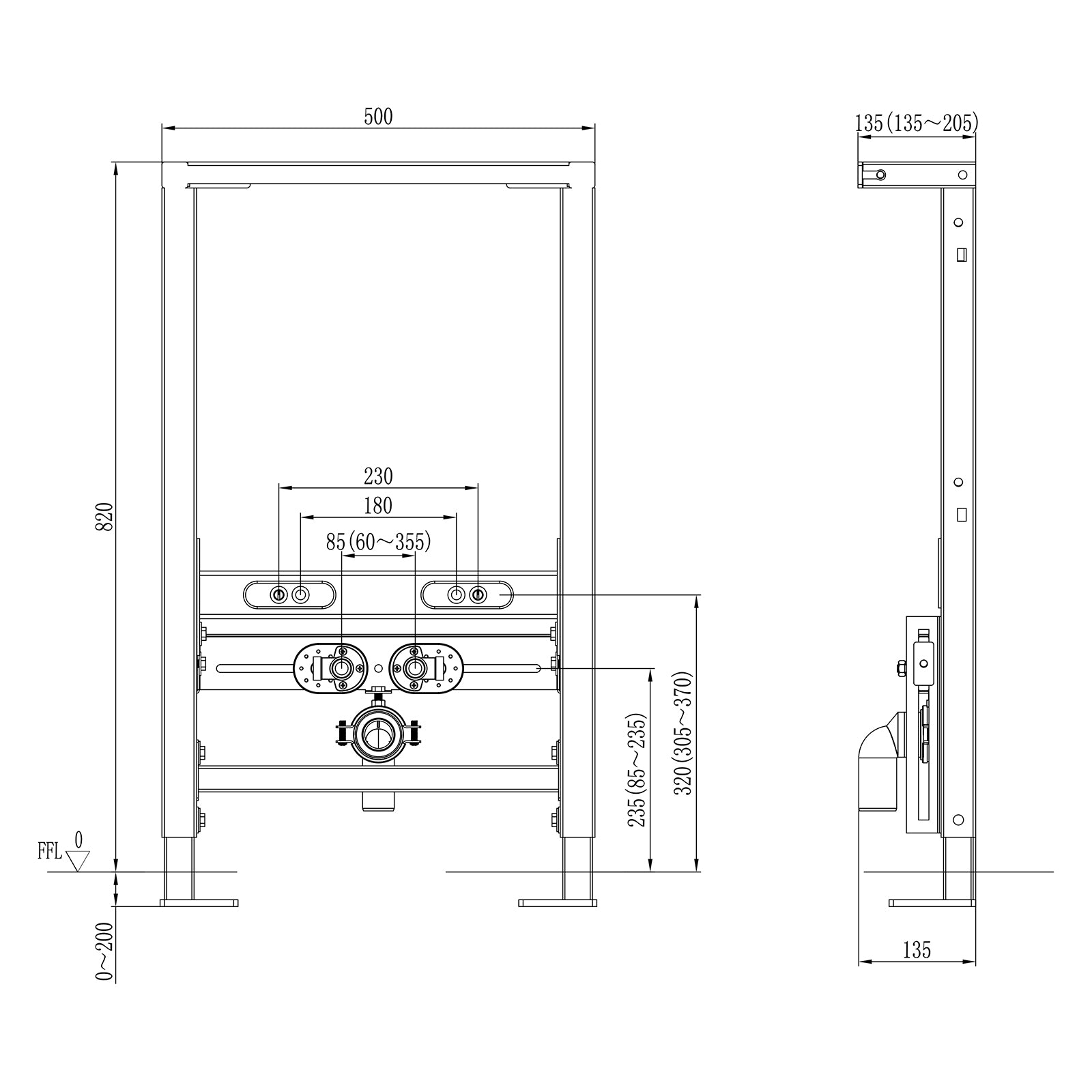 Wand-Bidet Vorwandelement G30013A