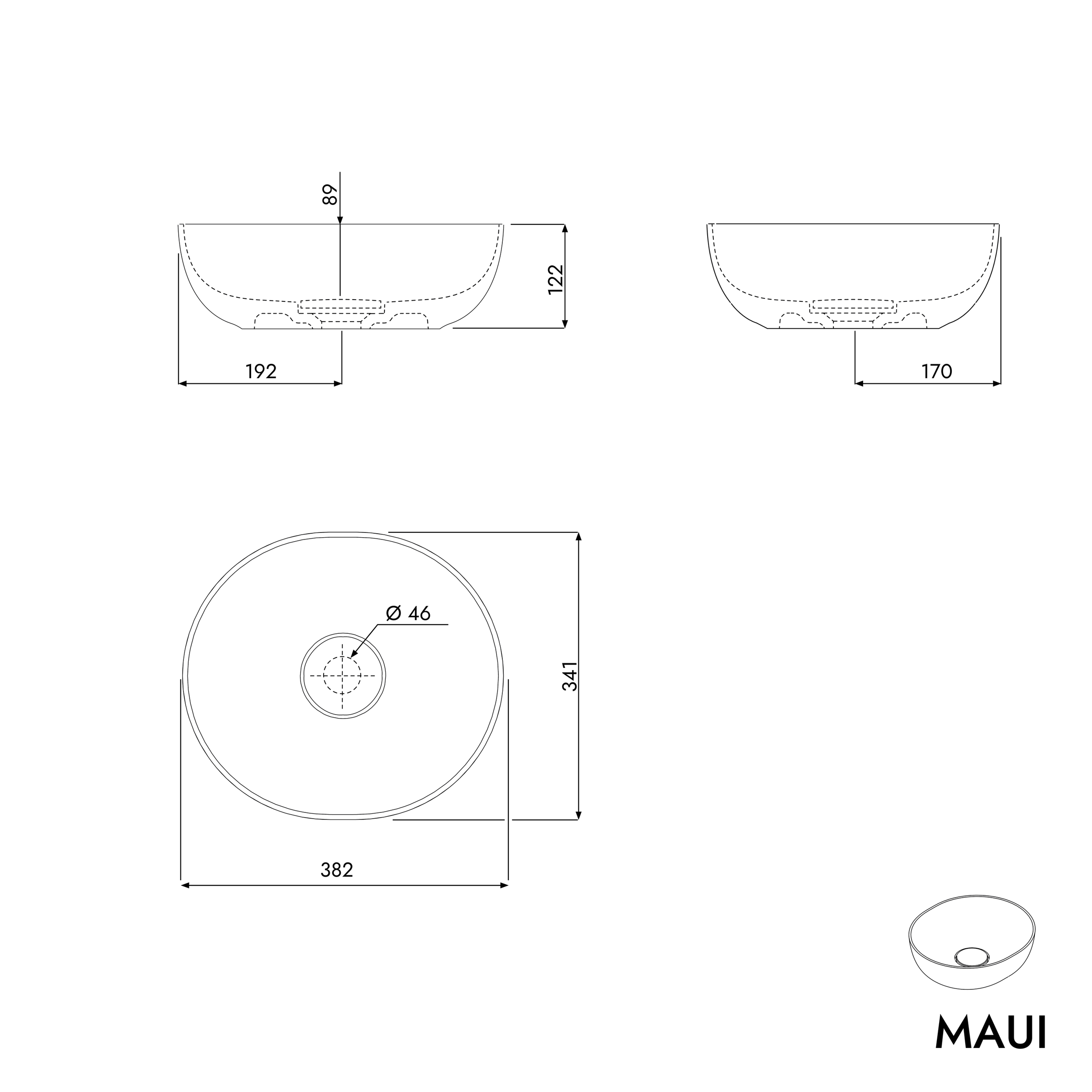 Ovales Aufsatzwaschbecken MAUI