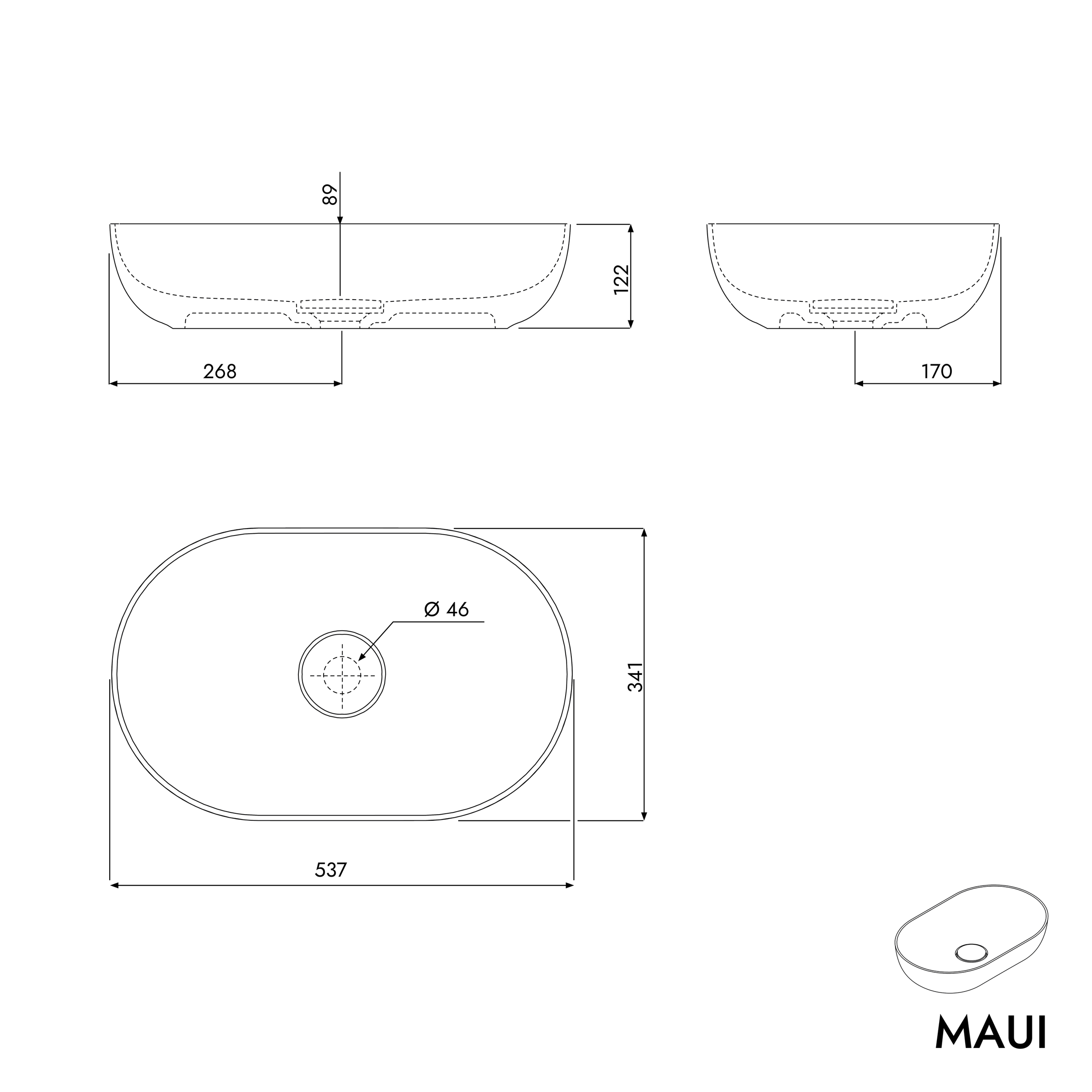 Ovales Aufsatzwaschbecken MAUI